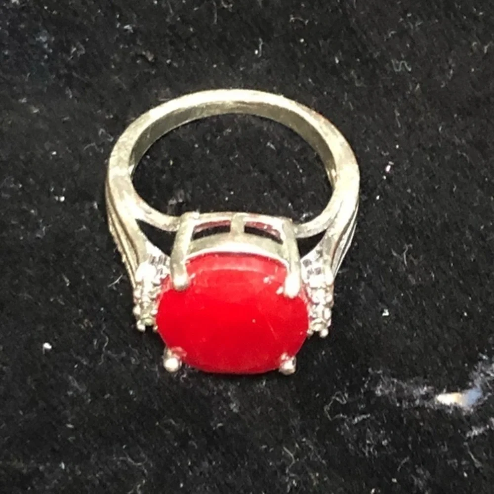 Red Ruby & Sterling Silver Ring size 7 - Picture 5 of 5